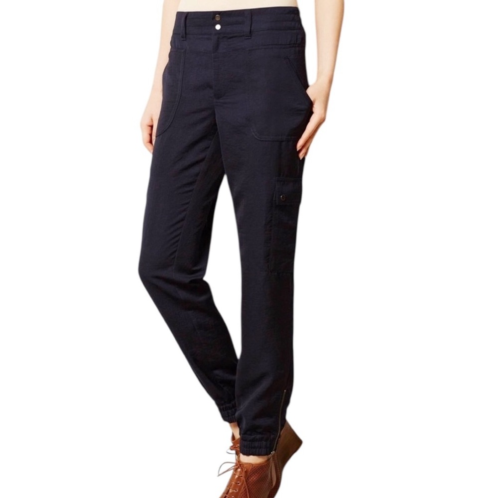 Anthropologie Elevenses Size 0 Navy Blue Utility Cargo Jogger pants